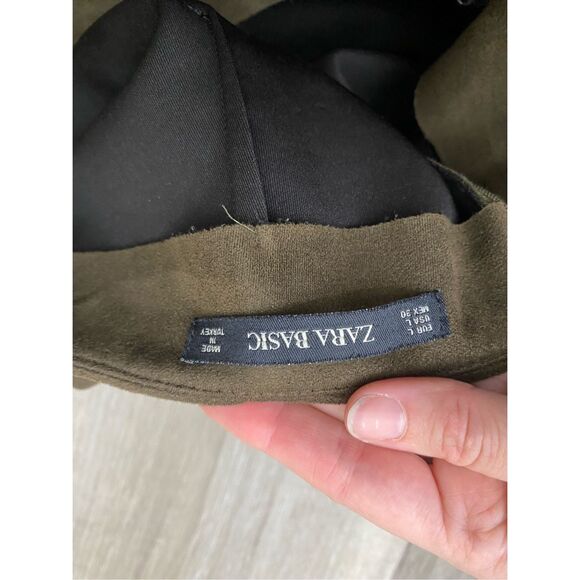 Zara Olive Green Skorts, Zipper Asymmetrical Moleskin Shorts, Size Large, MP $48 - Picture 8 of 8